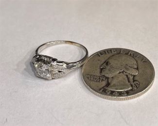 Antique Art Deco Platinum Diamond Engagement Ring SZ 5.5	PT	
