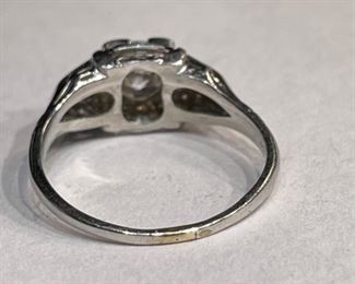Antique Art Deco Platinum Diamond Engagement Ring SZ 5.5 PT