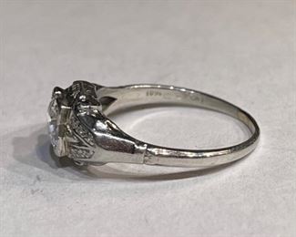 Antique Art Deco Platinum Diamond Engagement Ring SZ 5.5 PT