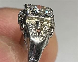 Antique Art Deco Platinum Diamond Engagement Ring SZ 5.5	PT	
