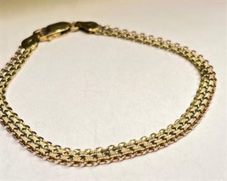 18k Gold Yellow/White/Rose Tri-Color Bracelet SZ 7.5	18k	
