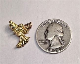 10k Yellow/Rose Gold Angel Pendant 10k