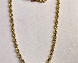 14k Gold 24in Rope Necklace 14k