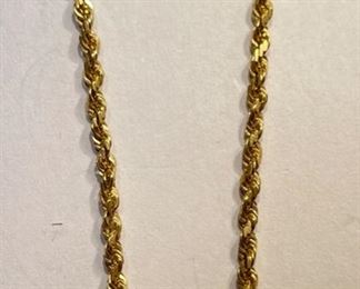 14k Gold 21in Rope Necklace Diamond Cut	14k	
