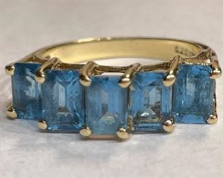 10k Gold Blue Topaz Ring SZ 7 CJC 10k