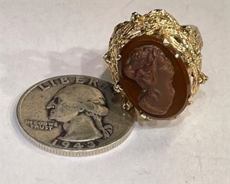14k Gold Cameo Ring SZ 6.25 14k