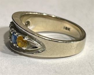 10k White Gold Multi-Gemstone Ring SZ 6.75	10k	