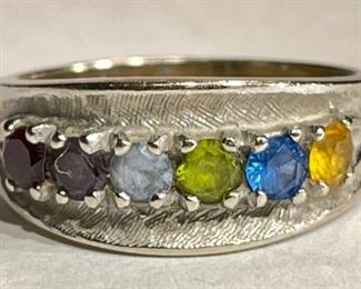 10k White Gold Multi-Gemstone Ring SZ 6.75	10k	