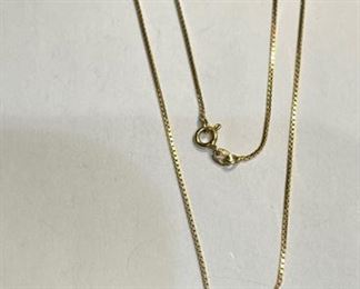 18k Gold Necklace & Garnet/Diamond Pendant 18k