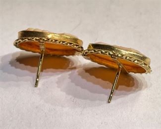 18k Gold Cameo Earrings 18k