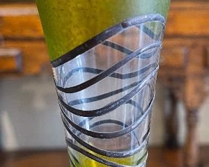 #4 2pc Art Glass Champagne flutes Signed  PAIR	11.25in H x 2.75in Diameter at top	
