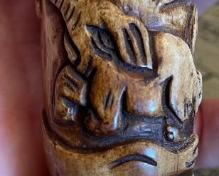 16in Asian Carved Bone Horse Hair Calligraphy brush	16in Long	
