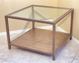 #1 Bronze Finish Glass top Metal Frame End Table	21x30x30in	HxWxD
 
