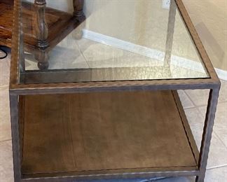 #2 Bronze Finish Glass top Metal Frame End Table	21x30x30in	HxWxD
