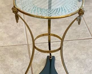 Gold Frame Glass Top Pedestal Table	19x14x14in	HxWxD
