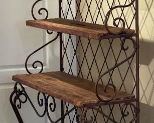 Alexander Sinclair Rustic Iron & Wood Shelf/Bakers Rack	82x49x18in	HxWxD
