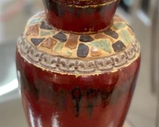Venetian Red Large Pedestal Ceramic Vase	22in H x 11in Diameter	
