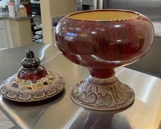 Venetian Red  Ceramic Lidded Vase	217in H x 12in Diameter	

