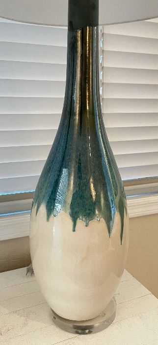 2pc Rothko Table Lamp Turquoise Drip Glaze PAIR	39in H x 15in Diameter	
