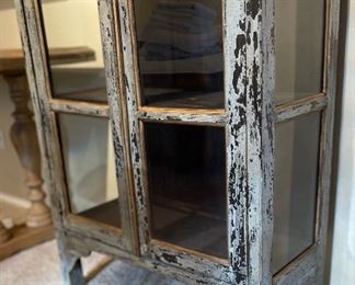 Antique Rustic Double Dome Curio cabinet Display case	77x31x14.5in	HxWxD
