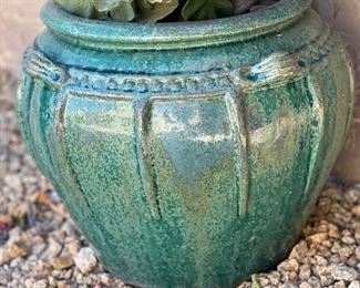 Outdoor Faux Plant Green pot 	Pot: 14in H x 16in Diameter	
