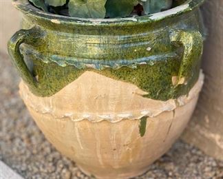 #2 Outdoor Faux Plant Green Drip Glaze pot	Pot 18 inches high by 20 inches diameter	
