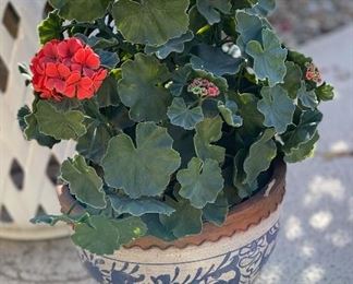 #3 Outdoor Faux Plant Pot Blue/White	Pot 18” x 18” diameter	
