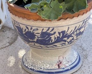 #3 Outdoor Faux Plant Pot Blue/White	Pot 18” x 18” diameter	

