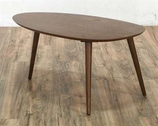 Oval Brown Coffee Table With Tapered Tripod Legs