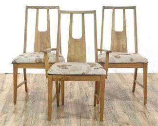 Set Of 3 Matching Padded Walnut Dining Chairs