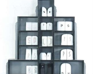 Salt And Pepper Art Deco Wall Display, 13 Boxes