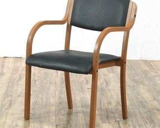 Black Leather Padded Chair With Geometric Arms