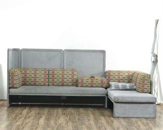 2-Piece Grey Couch With Colorful Accent Cushions