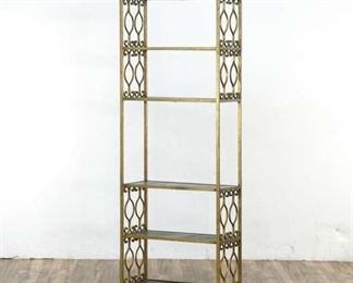Ornate Design Metal Shelving With 6 Shelves And Accents