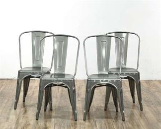 Metallic Industrial Style Folding Chairs, Set Of 4