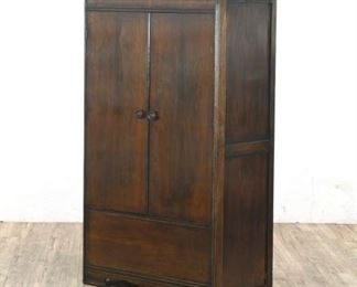 Large Dark Tone Armoire With Bottom Drawer And Doors