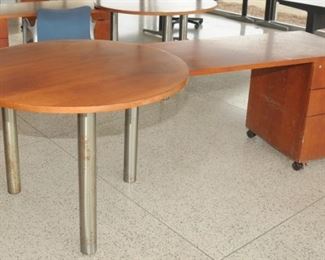 4 Creative Wood of Oakland, Ca ~ Desk with attached round tables 