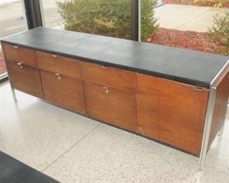 High End Stow & Davis 3 piece Chrome &  Leather   Executive Office Set [ Desk ~ Credenza & Side Cabinet 