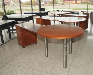 4 Creative Wood of Oakland, Ca ~ Desk with attached round tables 
