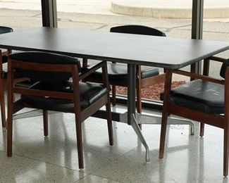 Herman Miller Eames Aluminum Group Segmented Base Conference/Dining Table with 4 rare George Nelson chairs 