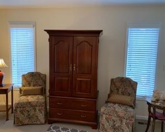  Armoire  w/Pair of Parsons Chairs