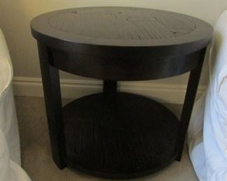 Oak side table. H 24”, D 28” $125