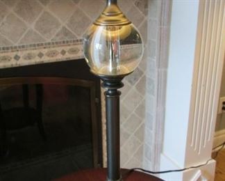 Restoration Hardware bronze and crystal table lamp. With silk shade. Height with shade 32” $200