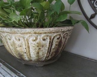 Ceramic glazed planter. H 7 ½”, D 14 ½”. $25