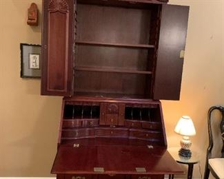 #1 Antique Mahogany secretary (2 piece) with 3 drawers and accordian door 35x21-37x90 $475.00
