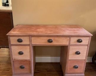 #7 As Is Wood 7 drawer knee-hole Desk - 40xx19x30 $40.00