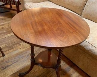#17 Barley Twist leg Round Side Table w/ball & Claw Feet 26x28x $125.00
