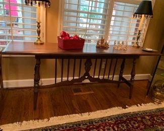 #33 Serving Table w/Spindle base w/hand-painted Center - 77x20x30 $325.00