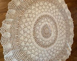 #36 70" Round Hand-Crochet Pineapple Stitch Table $35.00