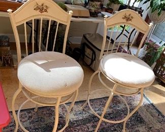 #39 (2) Swivel Metal Bar Stools 29"T - sold as a pair (as is seats) $30.00